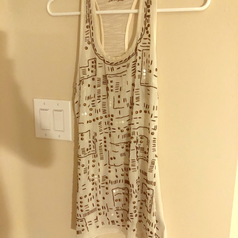 White beaded tank top